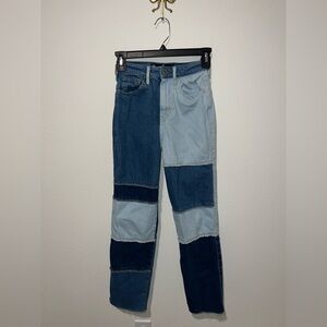 Hollister Ultra High rise Vintage Straight leg Patchwork Denim Jeans Size 00R